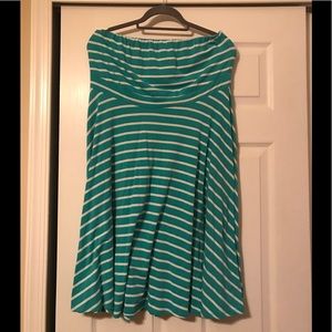 Torrid teal and white strapless dress
